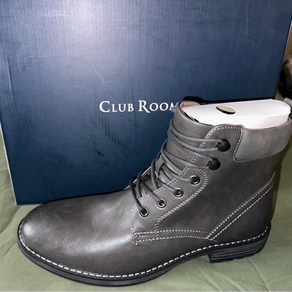 Club Room Men's Charcoal Lace-Up Boots